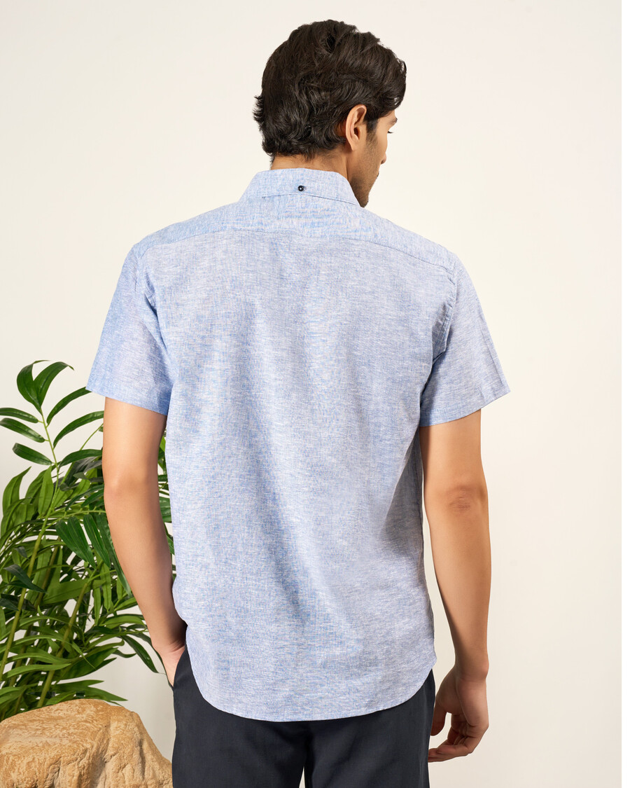 camisa de lino y algodón de corte estándar