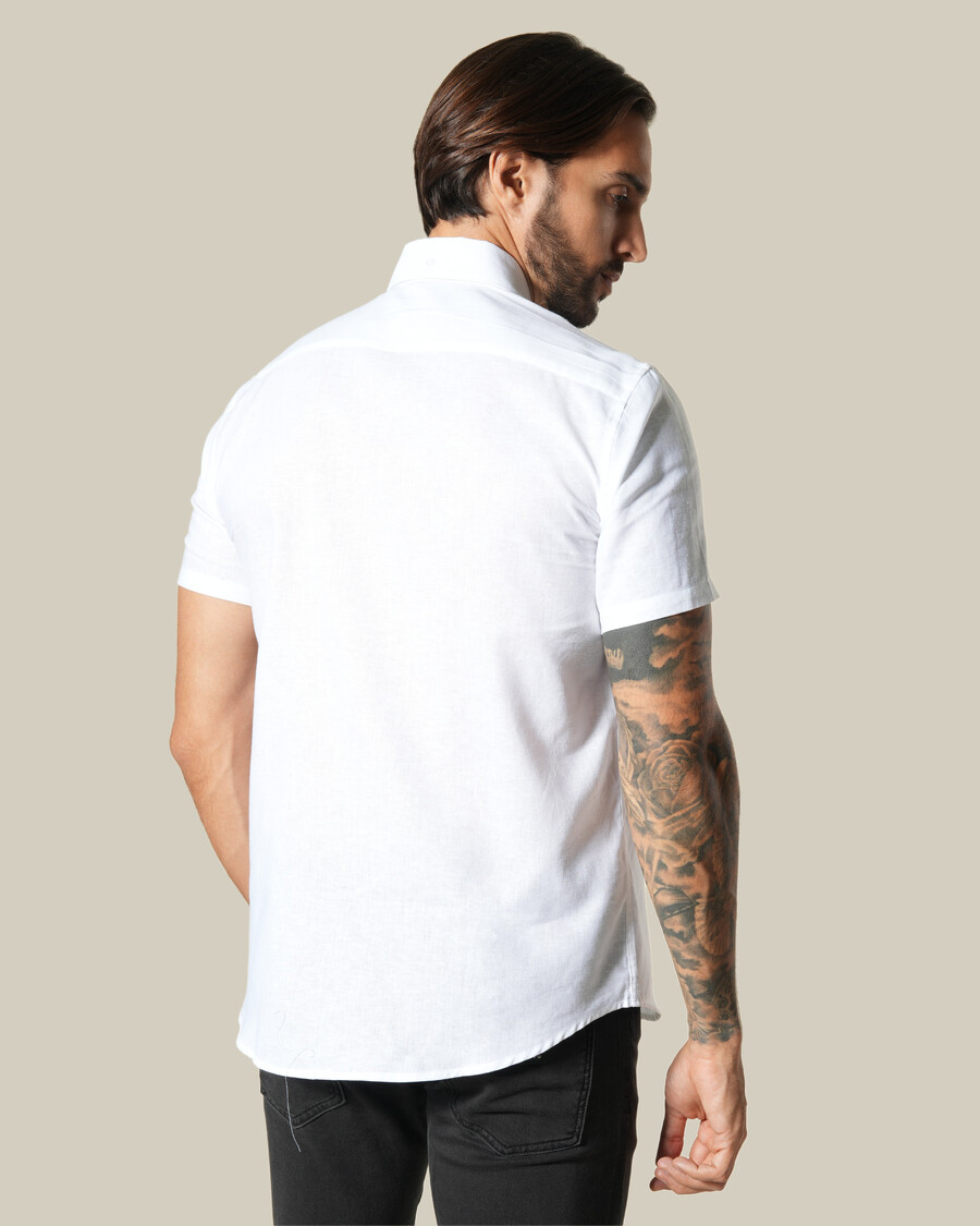 camisa de manga corta de lino liso