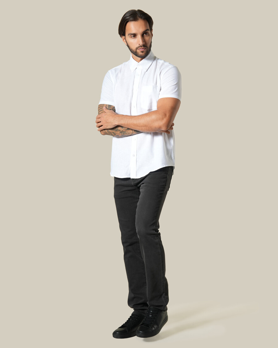 camisa de manga corta de lino liso