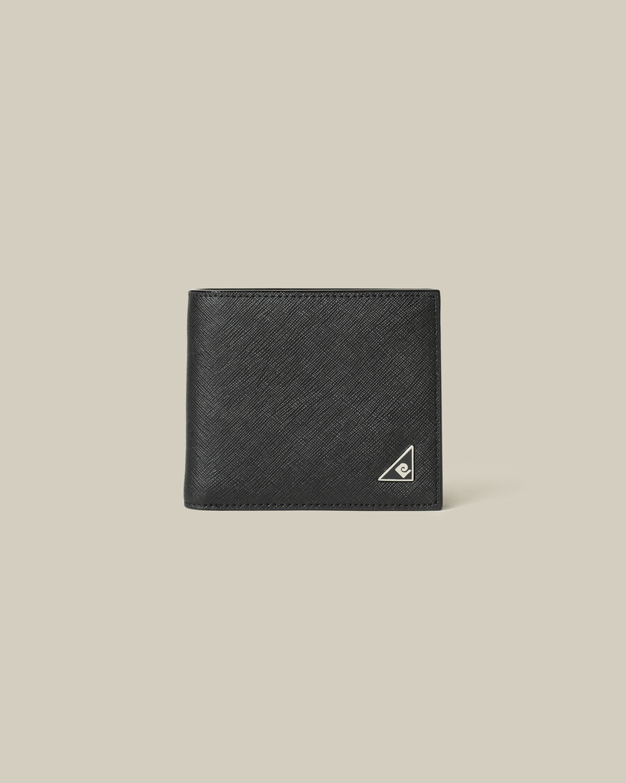 cartera texturizada con logo adornado
