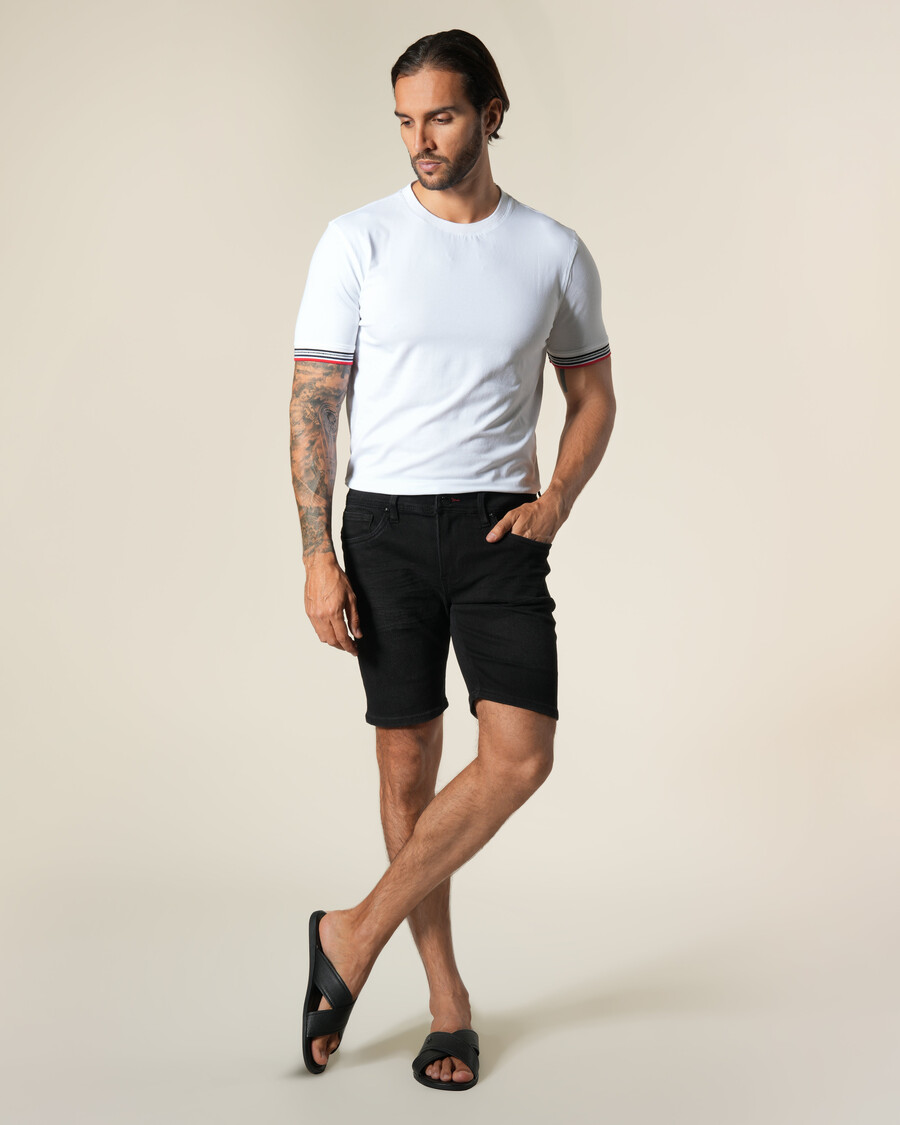 bermudas vaqueras con parche de cuero