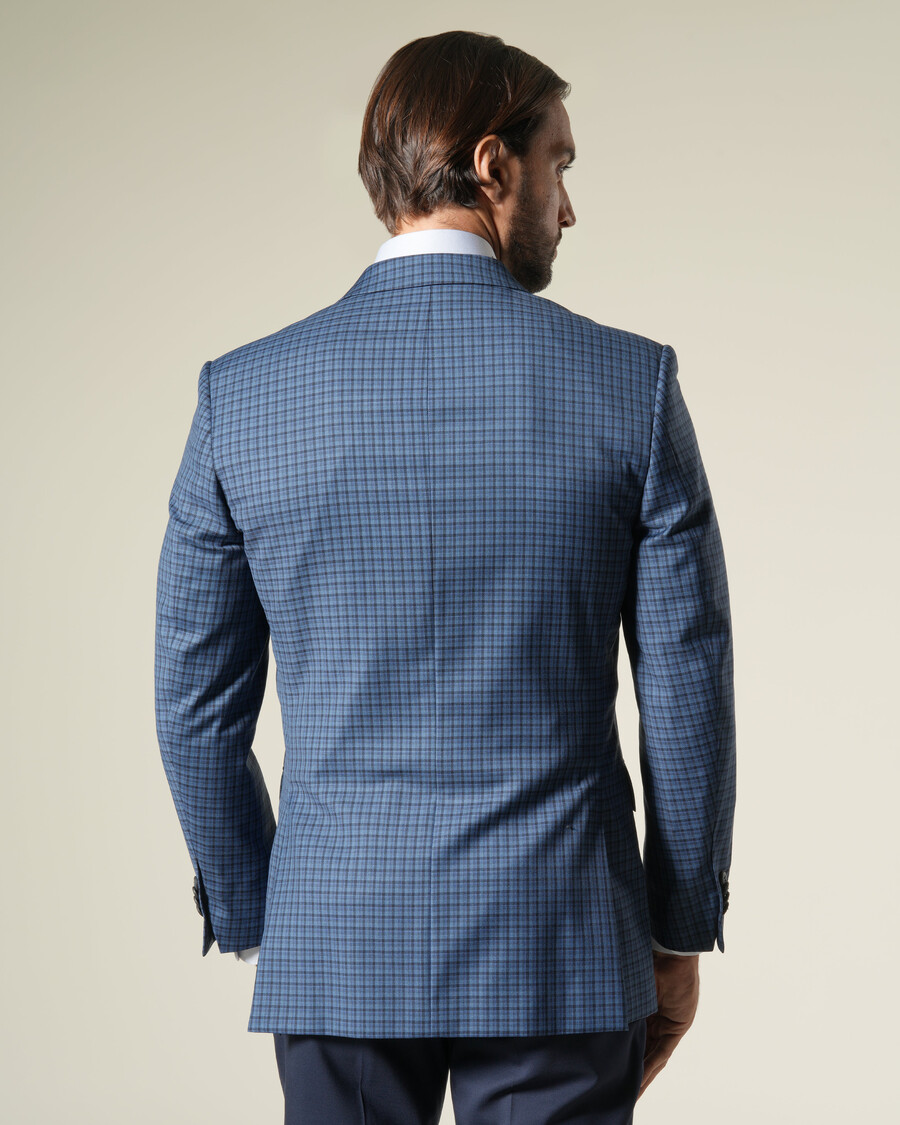 chaqueta de traje cruzada a cuadros