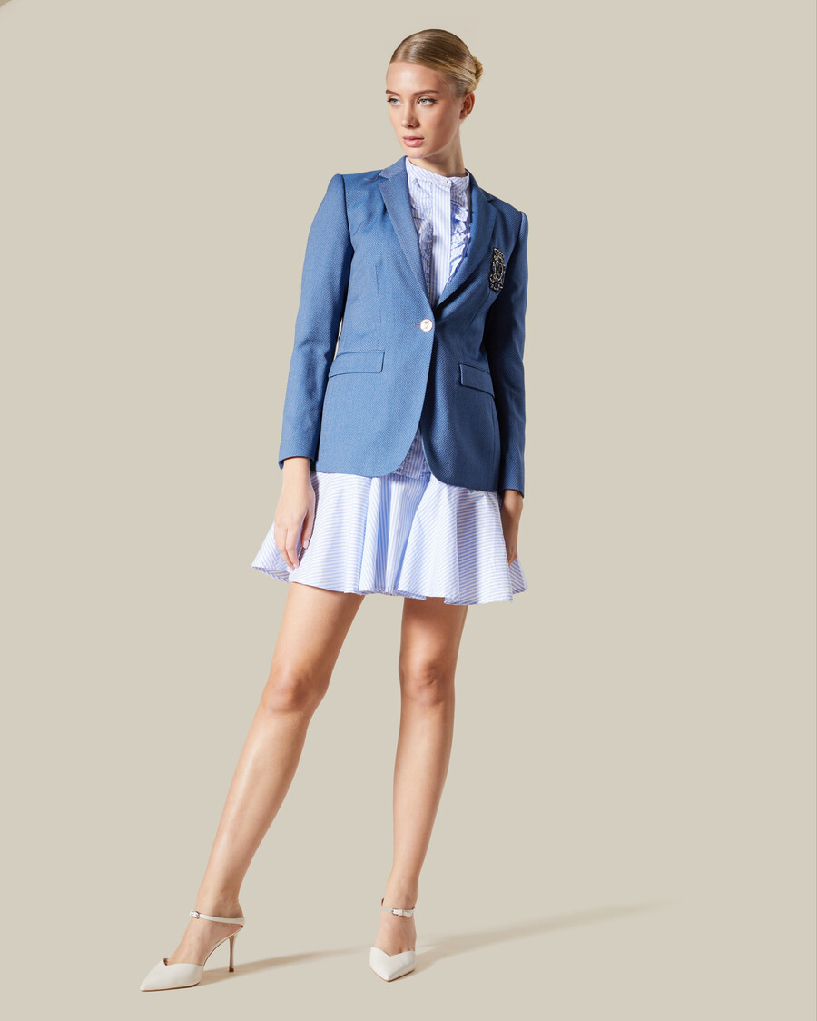chaqueta de traje con parche de un solo botón