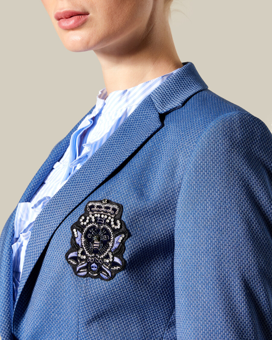 chaqueta de traje con parche de un solo botón