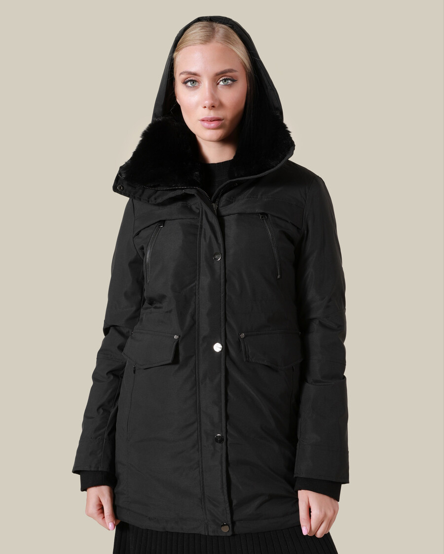 chaqueta de invierno con ribete de piel