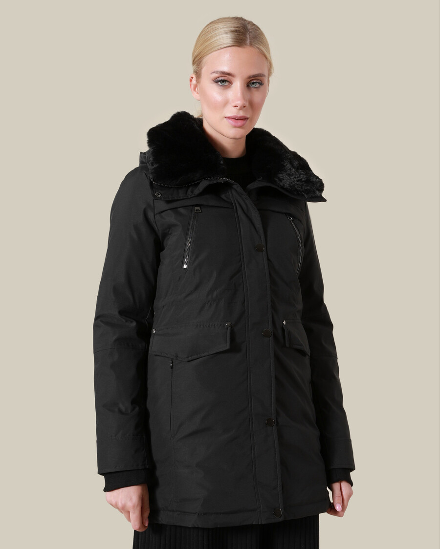 chaqueta de invierno con ribete de piel
