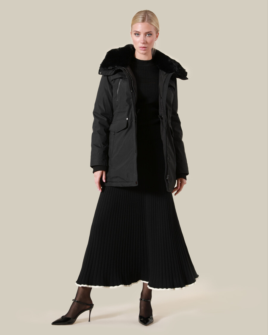 chaqueta de invierno con ribete de piel