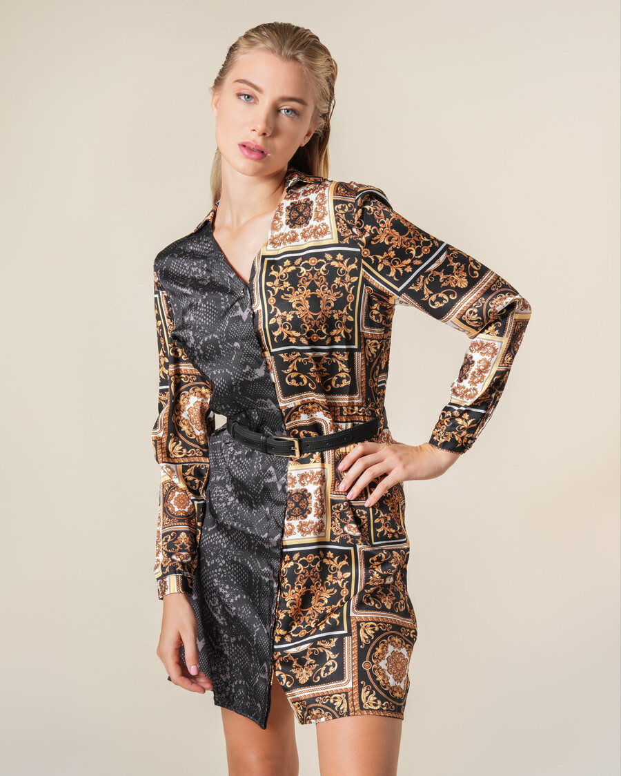 minivestido con estampado de serpiente y barroco