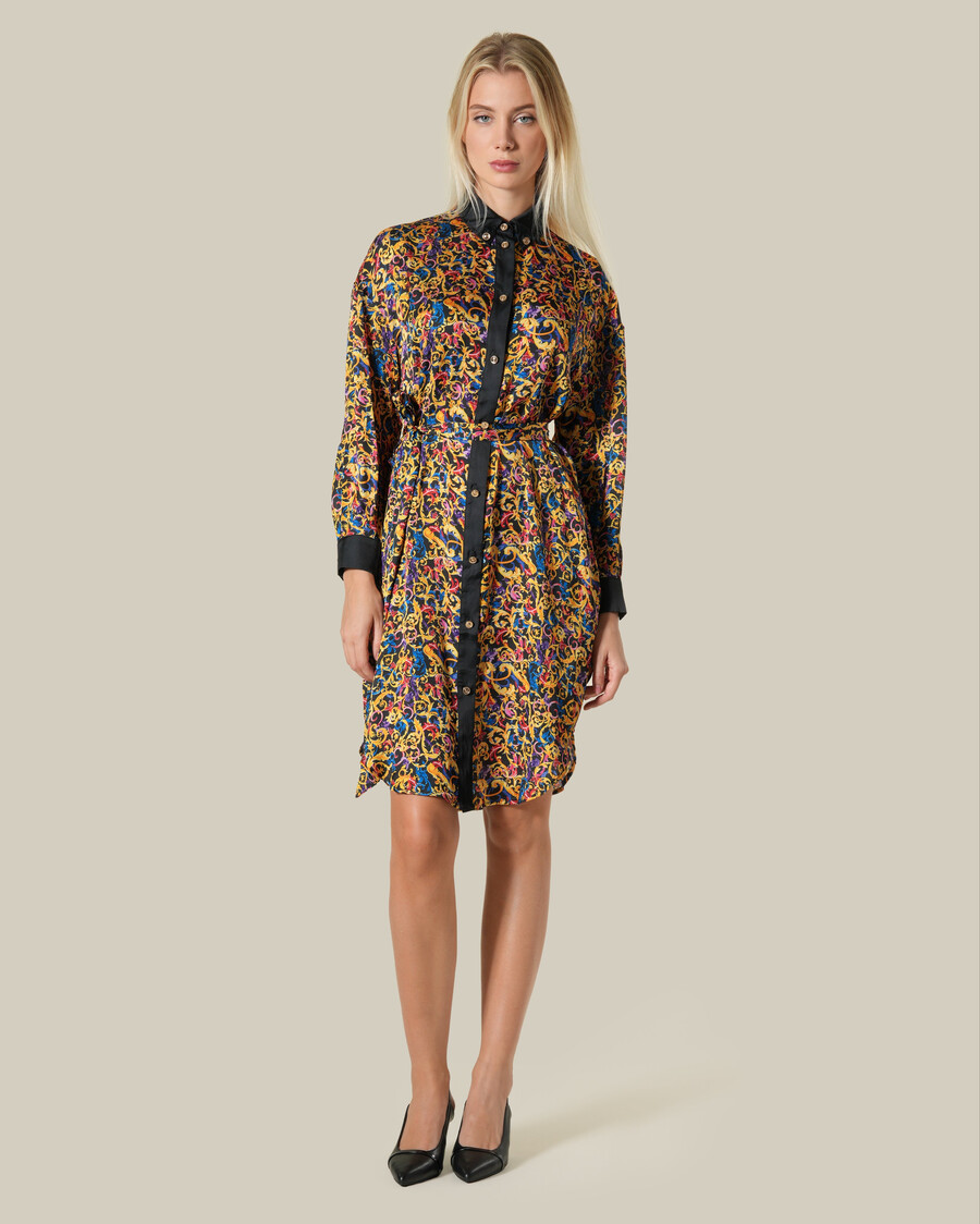 vestido camisero con estampado barroco multicolor