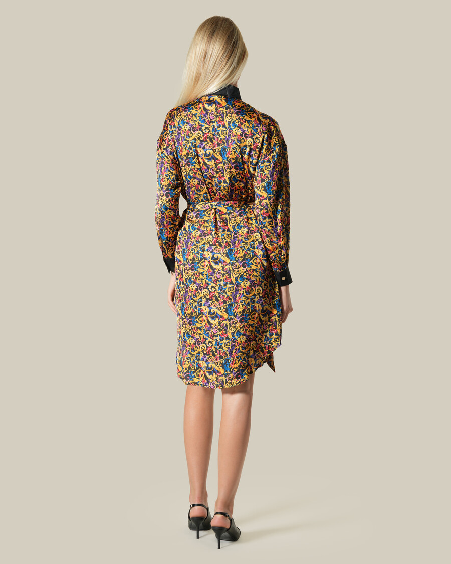 vestido camisero con estampado barroco multicolor