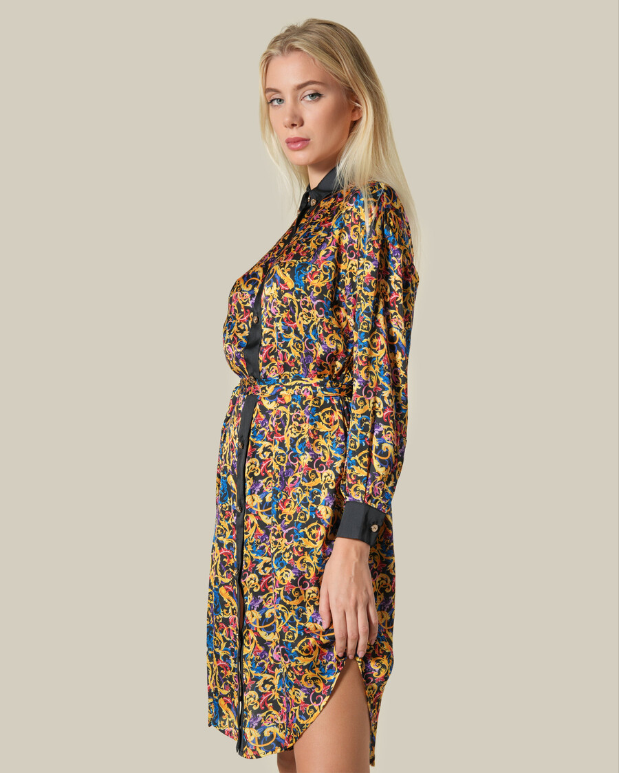 vestido camisero con estampado barroco multicolor