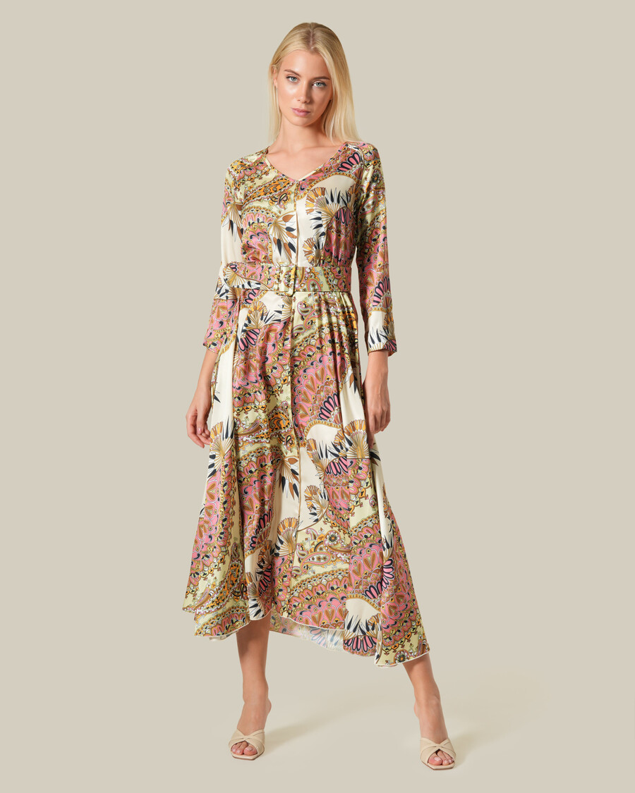 vestido largo holgado con estampado retro