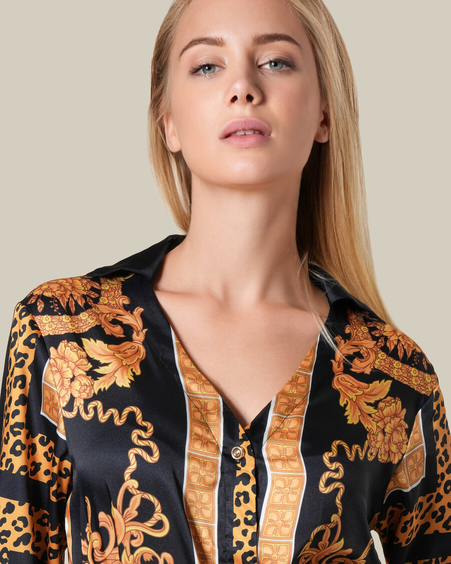 minivestido con estampado barroco de leopardo