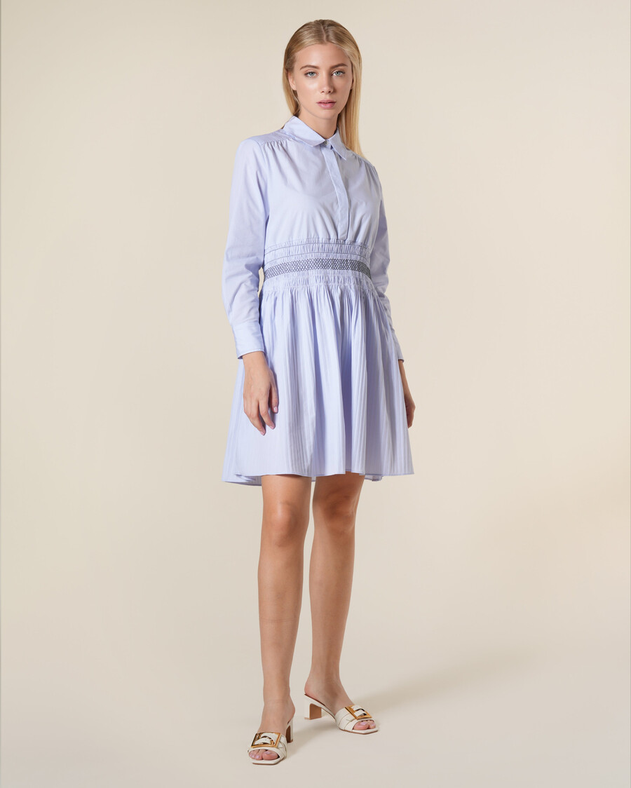 vestido camisero mini de algodón a rayas