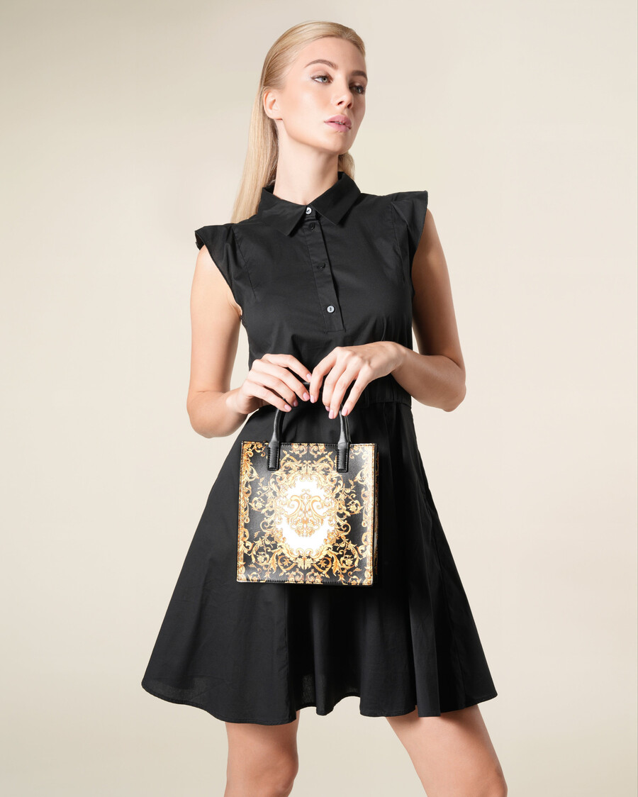 vestido camisero con mangas onduladas y cinturón