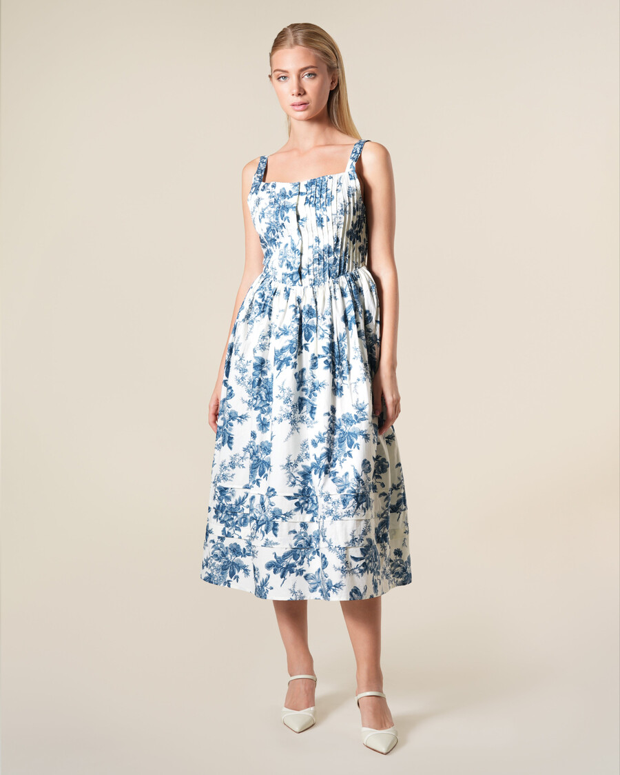 vestido midi de algodón con estampado floral