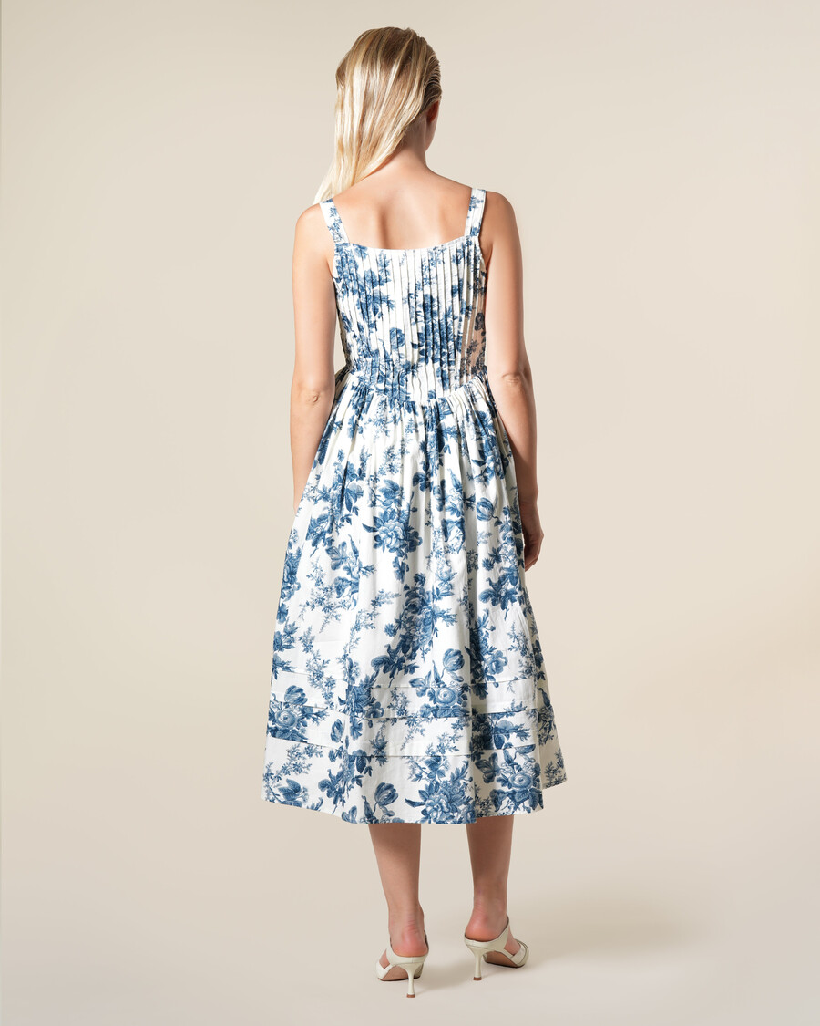 vestido midi de algodón con estampado floral