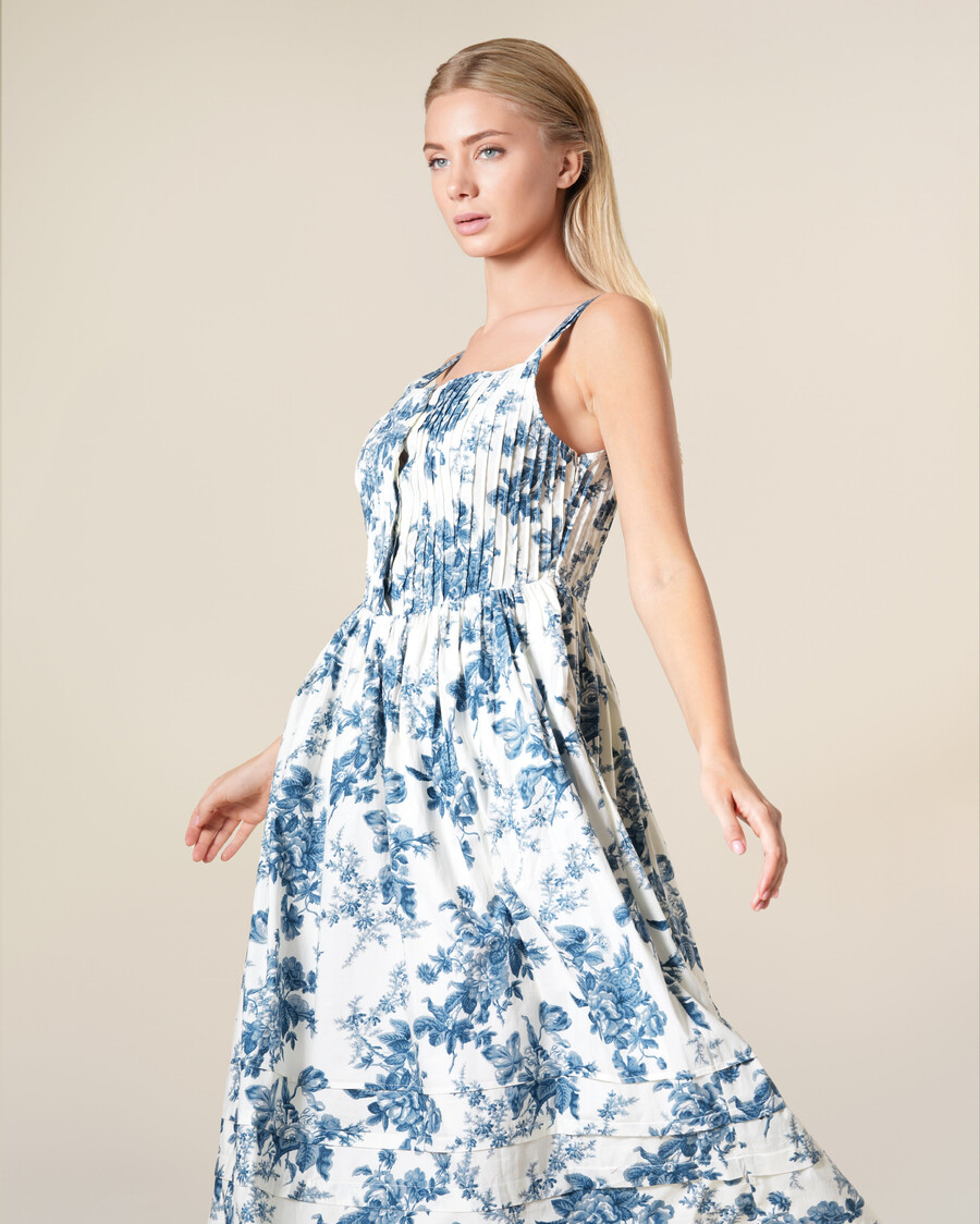 vestido midi de algodón con estampado floral