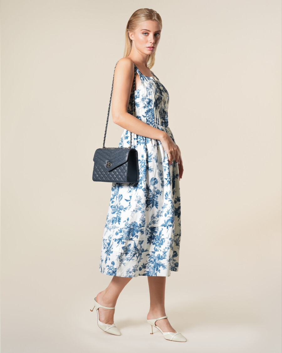 vestido midi de algodón con estampado floral