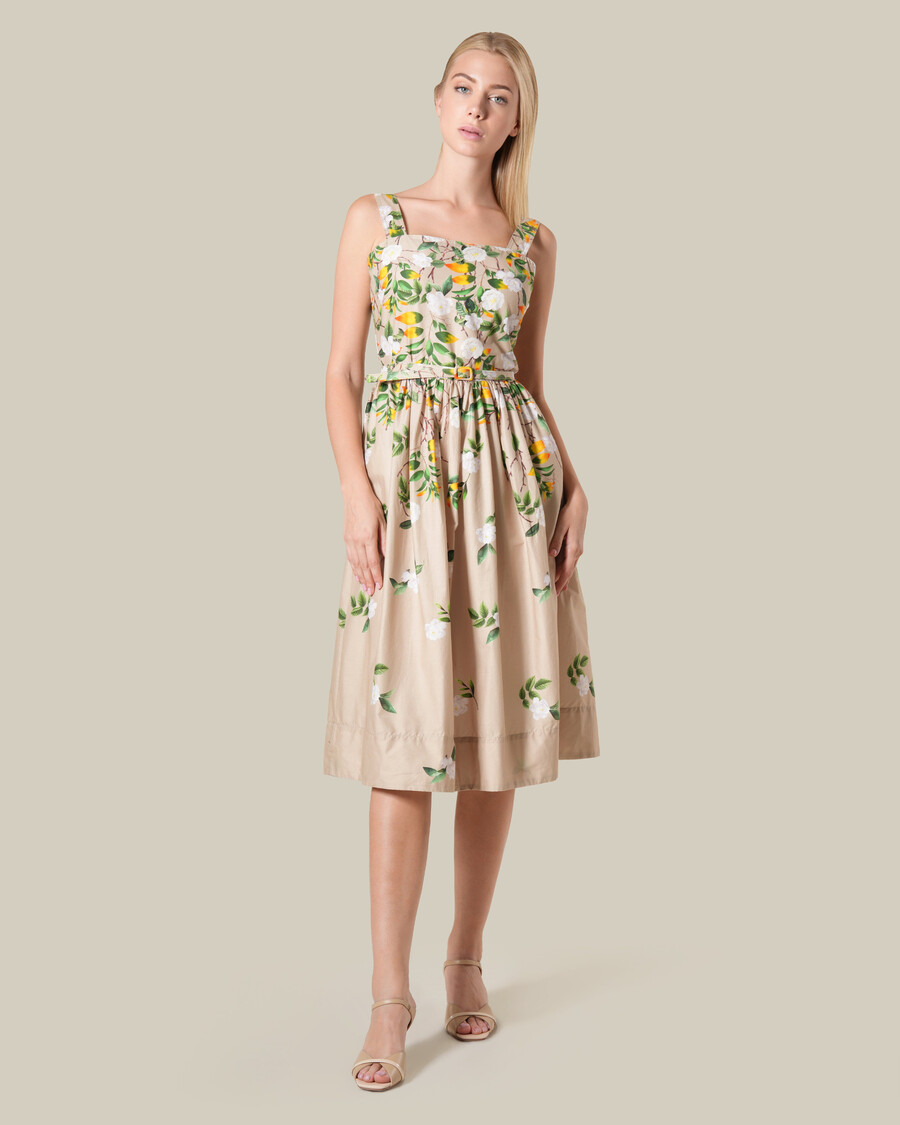 vestido de algodón sin mangas con estampado floral