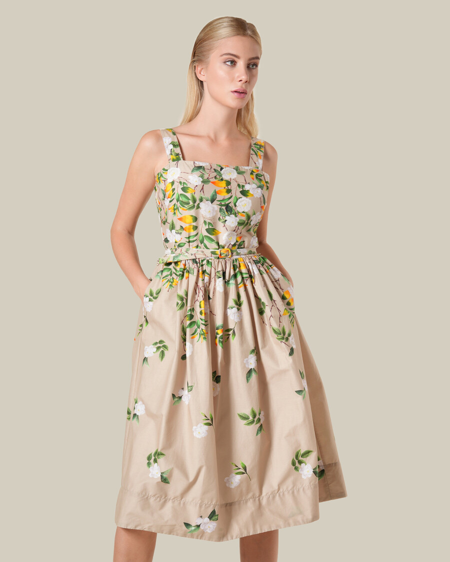 vestido de algodón sin mangas con estampado floral
